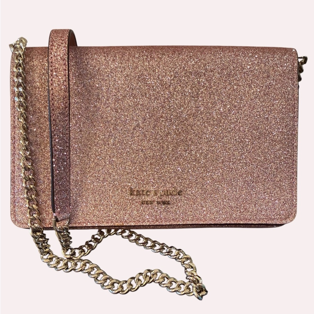 kate spade Pink Glitter Crossbody with Chain EUC